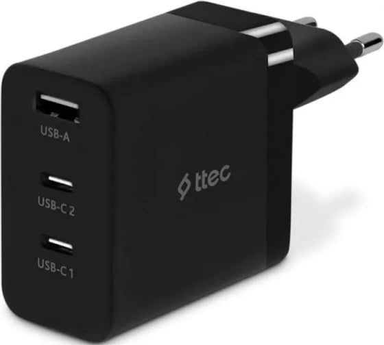 Изображение товара Сетевое зарядное устройство TTEC SmartCharger 65W PD/GAN USB-C Travel Charger. Цвет: черный 2SCG03S