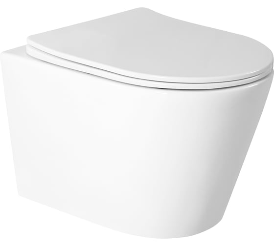 Изображение товара Подвесной безободковый унитаз HOLLER SHELL T (490х360х360 мм, сиденье дюропласт, микролифт) белый 328165