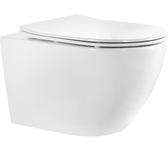 Изображение товара Подвесной безободковый унитаз HOLLER WALL T (535х360х360 мм, сиденье дюропласт, микролифт) белый 328192