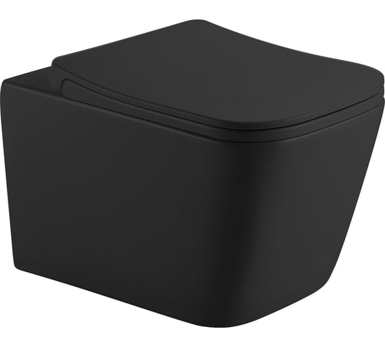 Изображение товара Подвесной безободковый унитаз HOLLER BLOCK_MB (520х340х355 мм, сиденье дюропласт, микролифт) черный матовый 315664