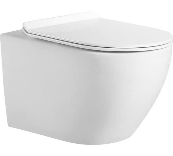 Изображение товара Подвесной безободковый унитаз HOLLER (Торнадо) FLOW_MW (530х360х350 мм, сиденье дюропласт, микролифт) белый матовый 319008
