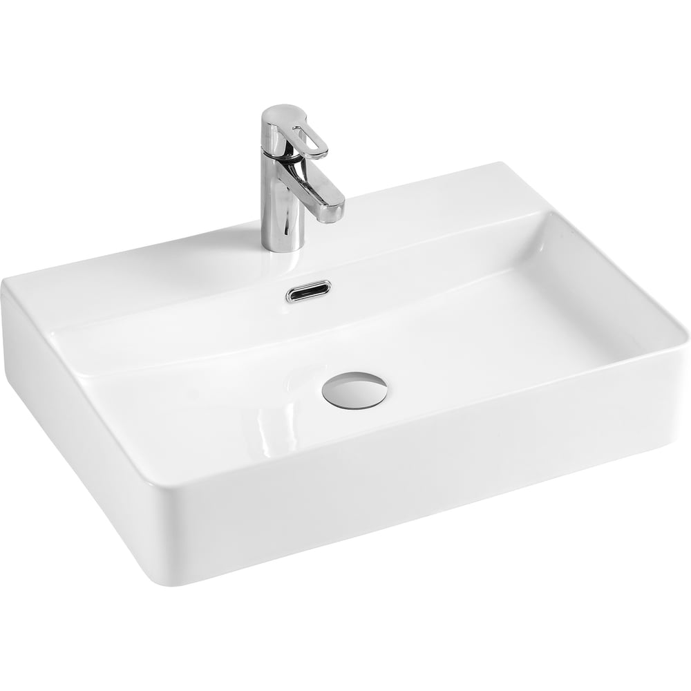 Изображение товара Подвесная раковина HOLLER K-6207 600x420 мм белая с отверстием для перелива