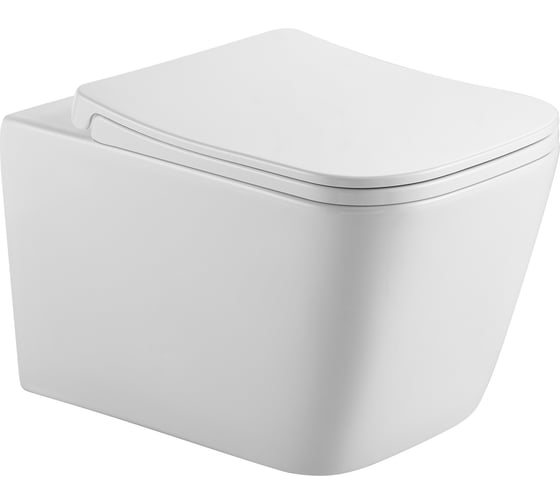 Изображение товара Подвесной безободковый унитаз HOLLER BLOCK_MW (520х340х355 мм, сиденье дюропласт, микролифт) белый матовый 319030