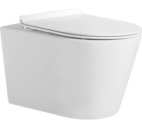 Изображение товара Подвесной безободковый унитаз HOLLER (Торнадо) WIND_MW (530х360х350 мм, сиденье дюропласт, микролифт) белый матовый 319006