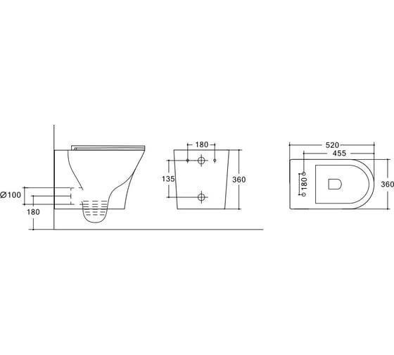 Изображение товара Подвесной безободковый унитаз HOLLER BOAT (520х360х360 мм, сиденье дюропласт, микролифт) белый 328619