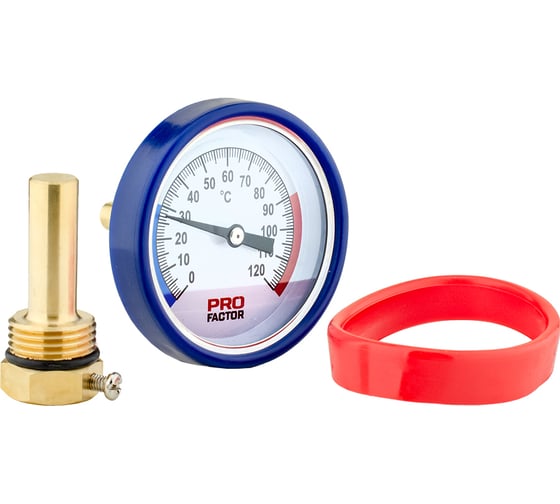 Изображение товара Термометр аксиальный PROFACTOR Ф 63мм 0–120C с гильзой 1/2- 50мм PF SG 868 - BP