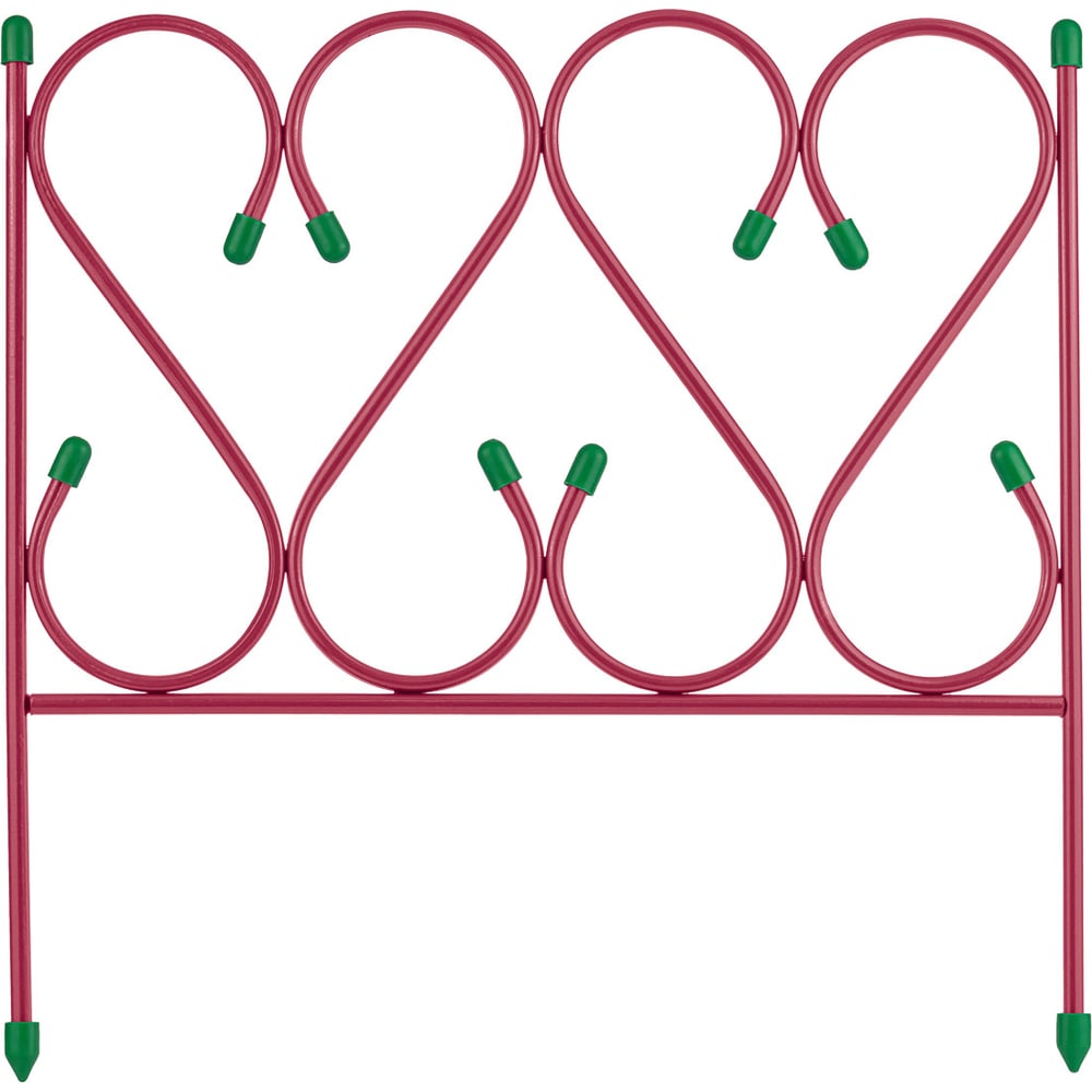 Изображение товара Заборчик волнистый КЭС стальной 5 секций бордовый 450x450 мм для газона
