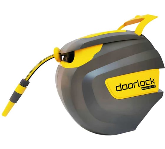Изображение товара Катушка DOORLOCK со шлангом автоматическая DL-F20, шланг 1/2 длиной 20 м, с функцией замедления, фиксация на любой длине, насадка-распылитель в 77500