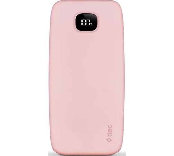 Изображение товара Внешний аккумулятор TTEC ChargeUp Pro LCD 10.000mAh PD 20W Powerbank. Цвет: розовый 2BB209TP