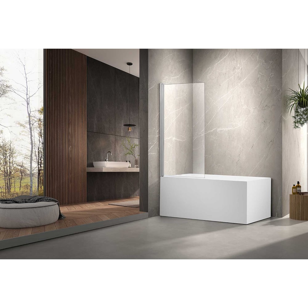 Изображение товара Шторка для ванны SANTREK AQUA Slim DFS-800-C-Chrome маятниковая 800х1400 мм прозрачное стекло