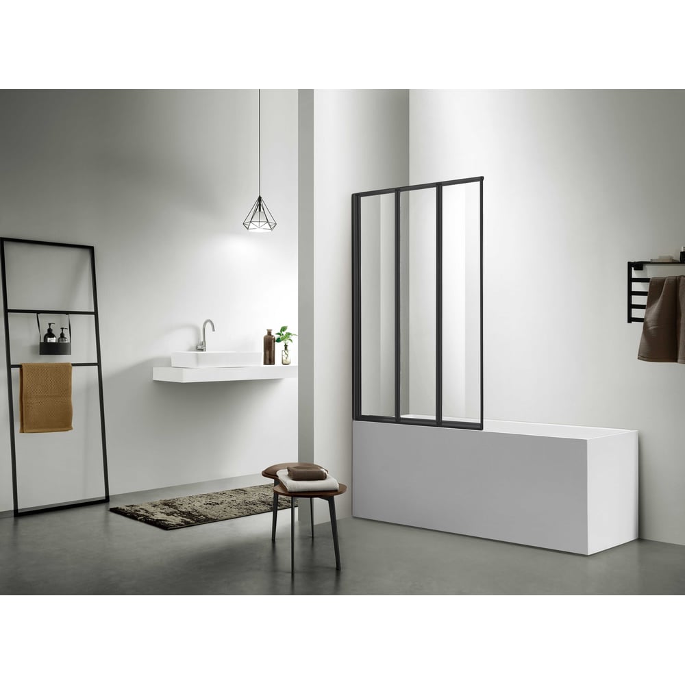 Изображение товара Шторка для ванны SANTREK AQUA Slim SD3-1000-С-Matt Black стеклянная