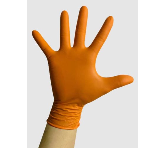 Изображение товара Перчатки защитные ARCHDALE IRONGRIP Блок, нитриловые неопудренные, оранжевые, р L, 50 пар B148L