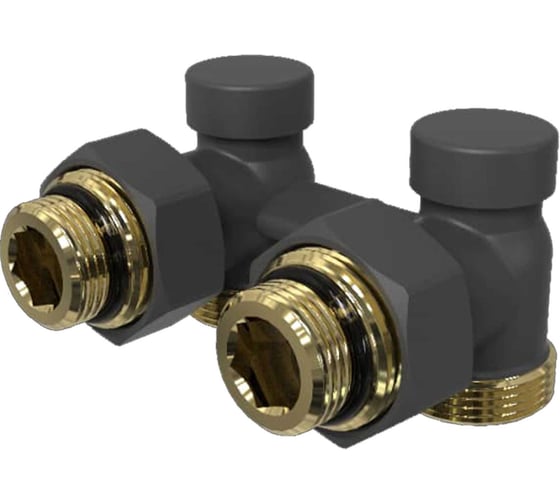 Изображение товара Узел подключения для радиатора VIVALDO антрацит, угловой, мультифлекс со сгонами на 50 мм, 3/4 НГ (1/2 НР) х 3/4 НР AHRV-AT