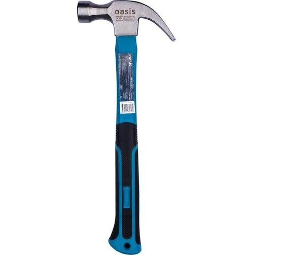 Изображение товара Молоток -гвоздодер с обрезиненной фибергласовой рукояткой OASIS 450 г 103010704004