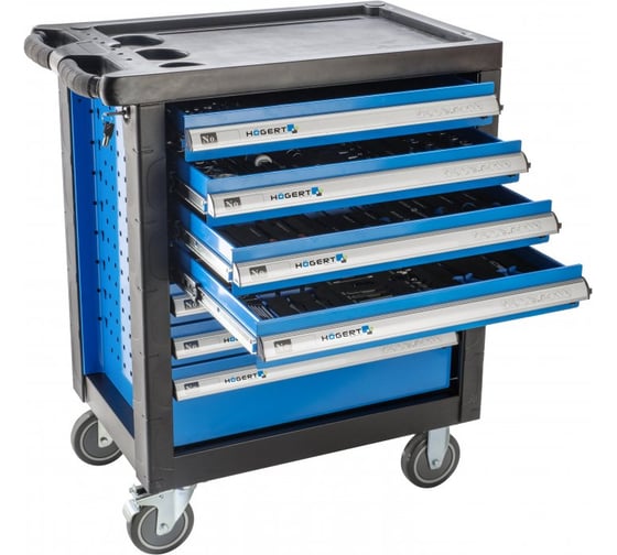 Изображение товара Тележка инструментальная HOEGERT TECHNIK 7 ящиков, 252 инструмента HT7G058