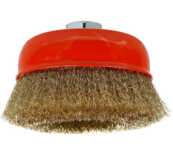 Изображение товара Щетка чашечная для УШМ ЕРМАК PROFI витая латунированная стальная проволока 0.3 мм, 125 мм, М14 679-040