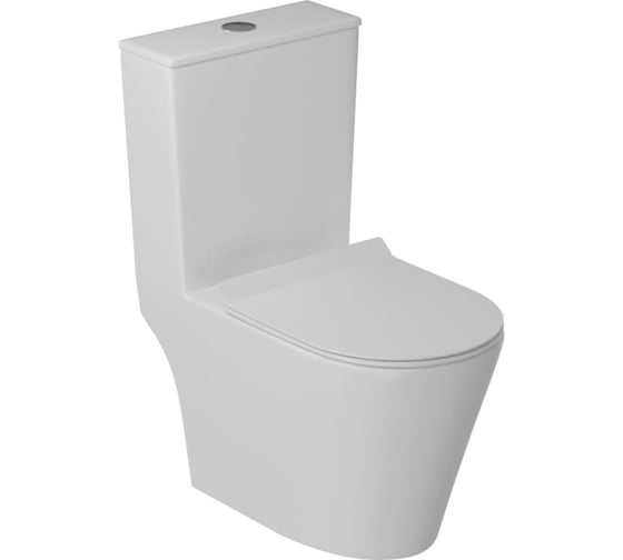 Изображение товара Унитаз-моноблок безободковый WAVE KORAL Tornado1.0 гор, ниж, 2-кн.арм, сиденье дюропласт, микролифт, быстросъем, белый глянец 555170