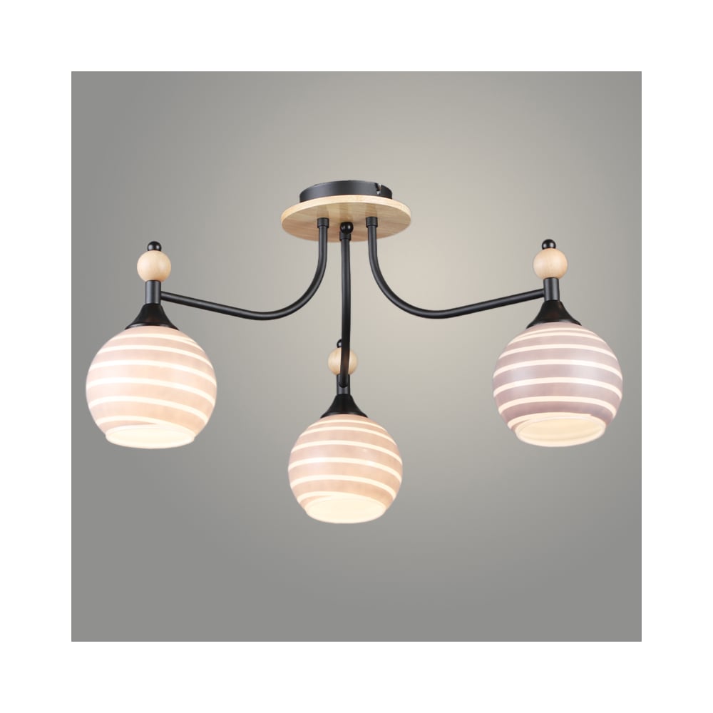 Изображение товара Люстра Росток N6395/3 BK+WOOD черный 3x60W E27 d590 h310, QH24 988385394