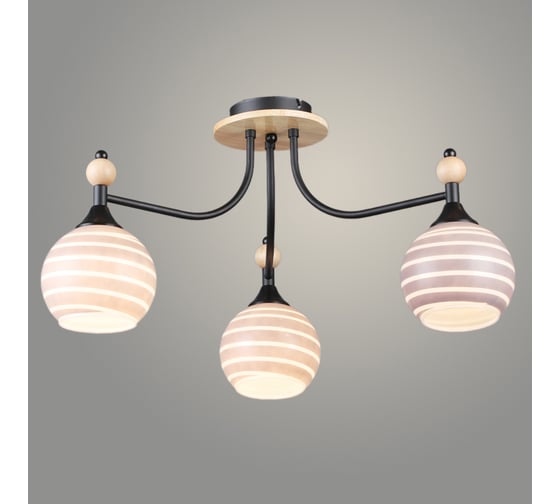 Изображение товара Люстра Росток N6395/3 BK+WOOD черный 3x60W E27 d590 h310, QH24 988385394