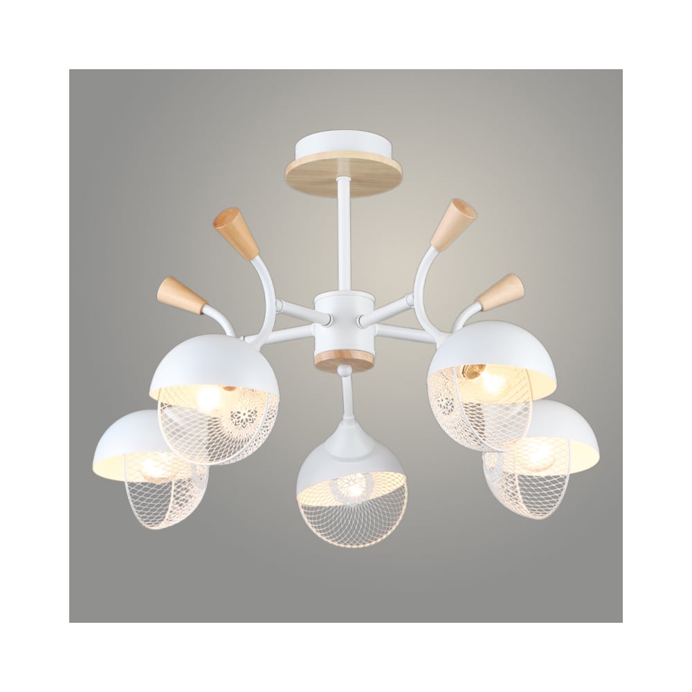 Изображение товара Люстра Росток N6425/5 WT+WOOD белый 5x60W E27 d570 h360, QH24 988385447