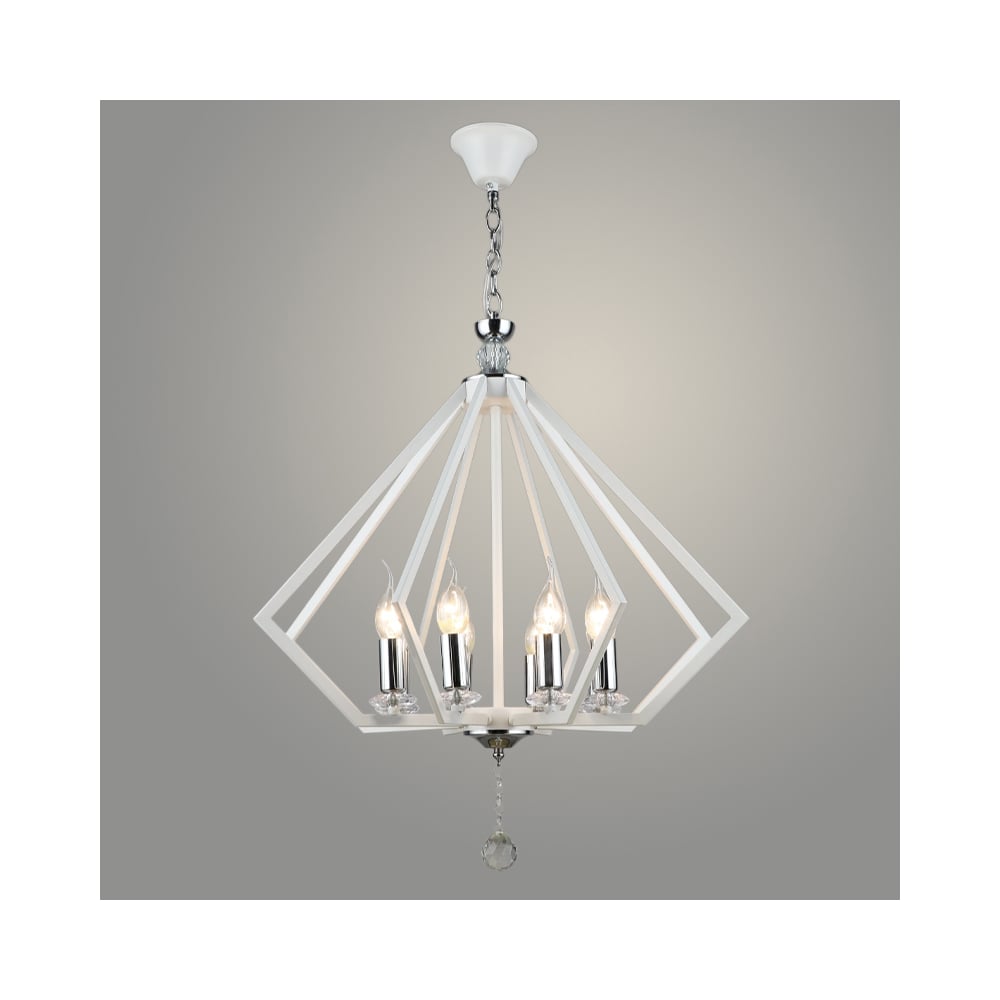 Изображение товара Люстра Росток NH5325/8 WT+CR белая хром 8x60W E14 подвесная в стиле модерн