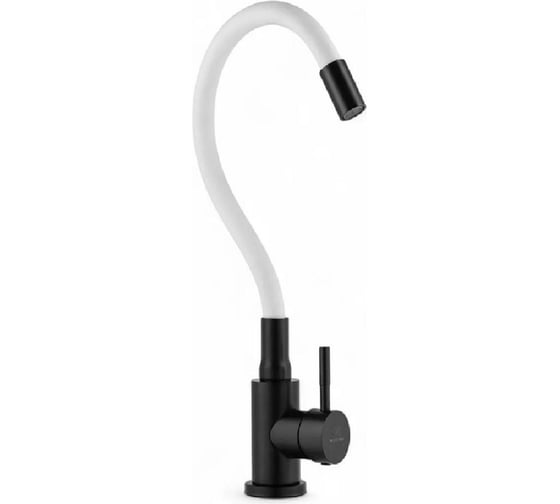 Изображение товара Смеситель для кухни GRIALE черный, с гибким белым силиконовым изливом ZM7728-2H-768