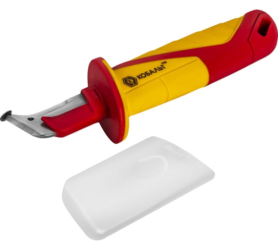 Изображение товара Нож электрика диэлектрический КОБАЛЬТ 190 мм, с пяткой, частично изолированное лезвие 44 мм, блистер 921-121