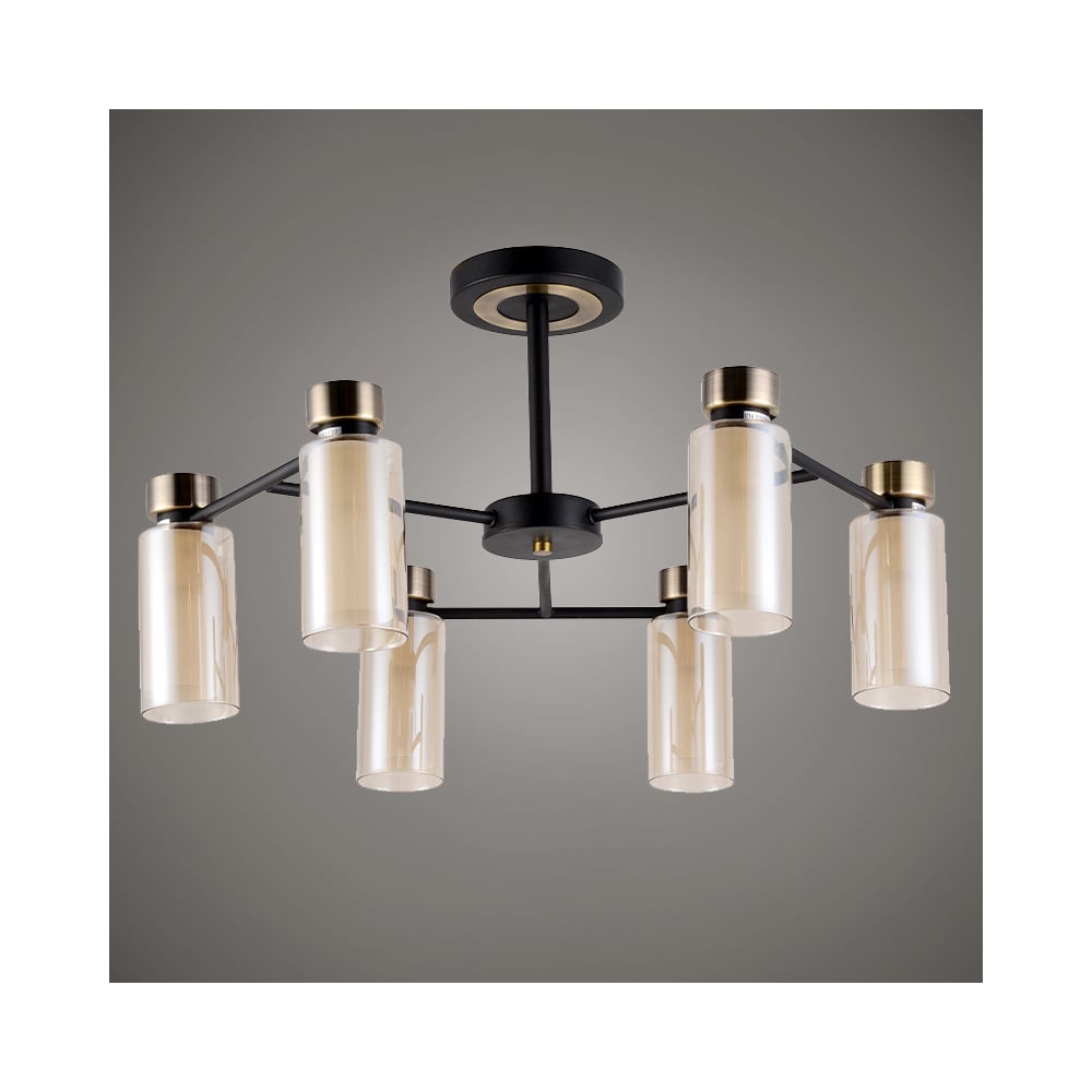 Изображение товара Люстра Росток 74338/6 AB+BK современная накладная 6х60W E14 бронза черный