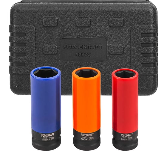Изображение товара Набор головок ударных тонкостенных FORCEKRAFT 3 предмета 1/2 FK-4032C(61259)