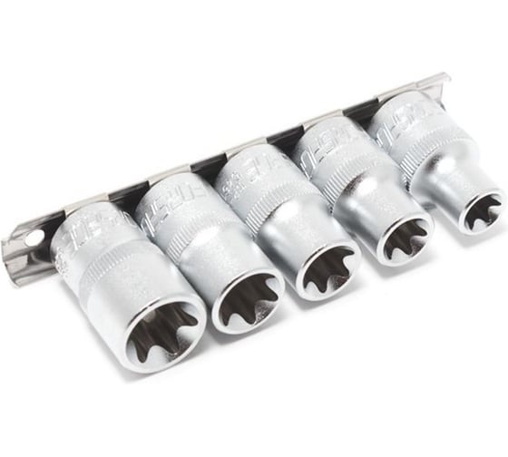 Изображение товара Набор головок Forsage Е-профиль 5 предметов 1/2 (E12,E14,E16,E18,E20), на планке F-4053(6352)