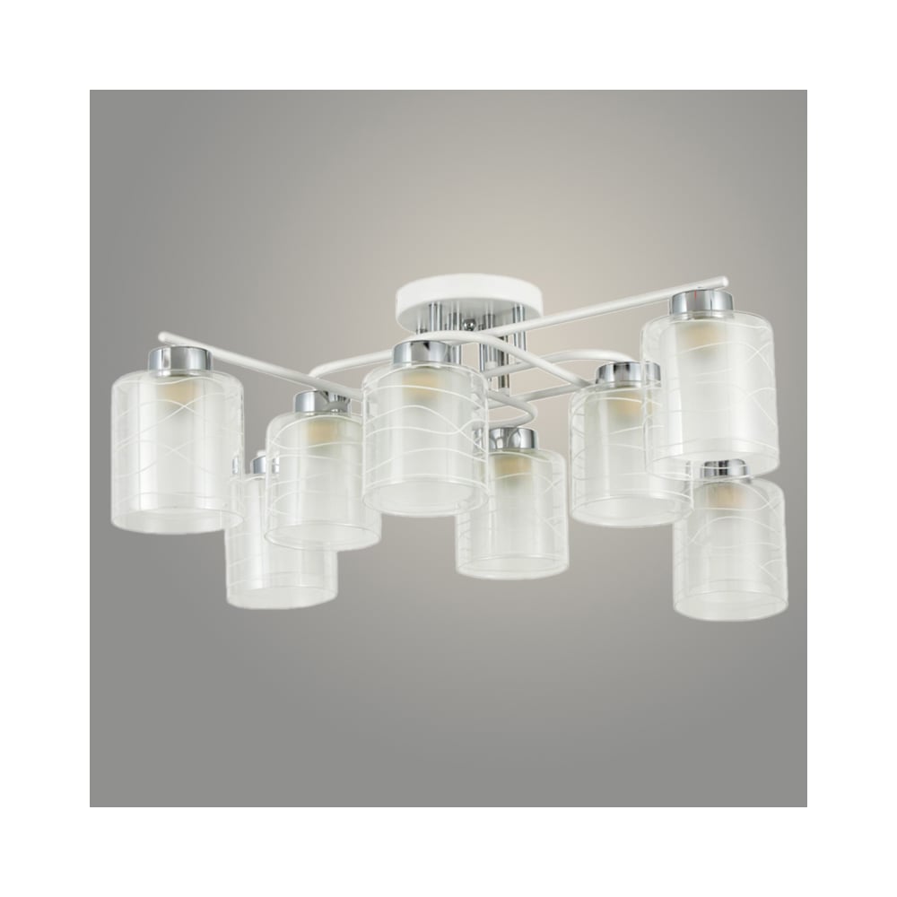 Изображение товара Люстра Росток 8 ламп E27 модерн белая хромированная накладная