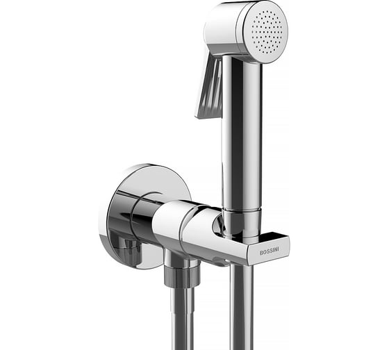 Изображение товара Гигиенический комплект Bossini Mono Paloma Flat Mixer Set: смеситель монокомандный, душ с кнопкой подачи воды, шланг 1250 мм, хром E34003.030