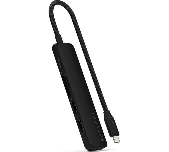 Изображение товара Адаптер SATECHI 6-in-1 1xUSB-C PDх1x1 USB-A 10GbpsхUSB-A 480MbpsхHDMI 4K-60HzхMicro/SD Card Slim Multiport Adapter, черный ST-P6SK