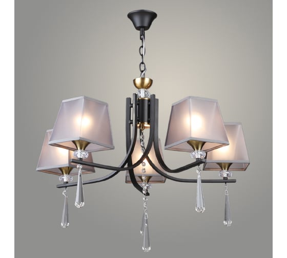 Изображение товара Люстра Росток NH6444/5 BK+COP черный/медь/дымчатый абажур, 5x60W, E27, d630, h770, QH24 988385473
