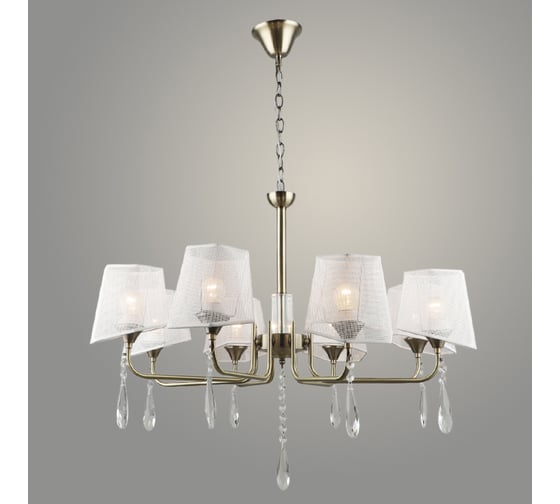 Изображение товара Люстра Росток NH6159/8 AB бронза/белый абажур, 8x60W, E27, d760, h980, QH24 988385489