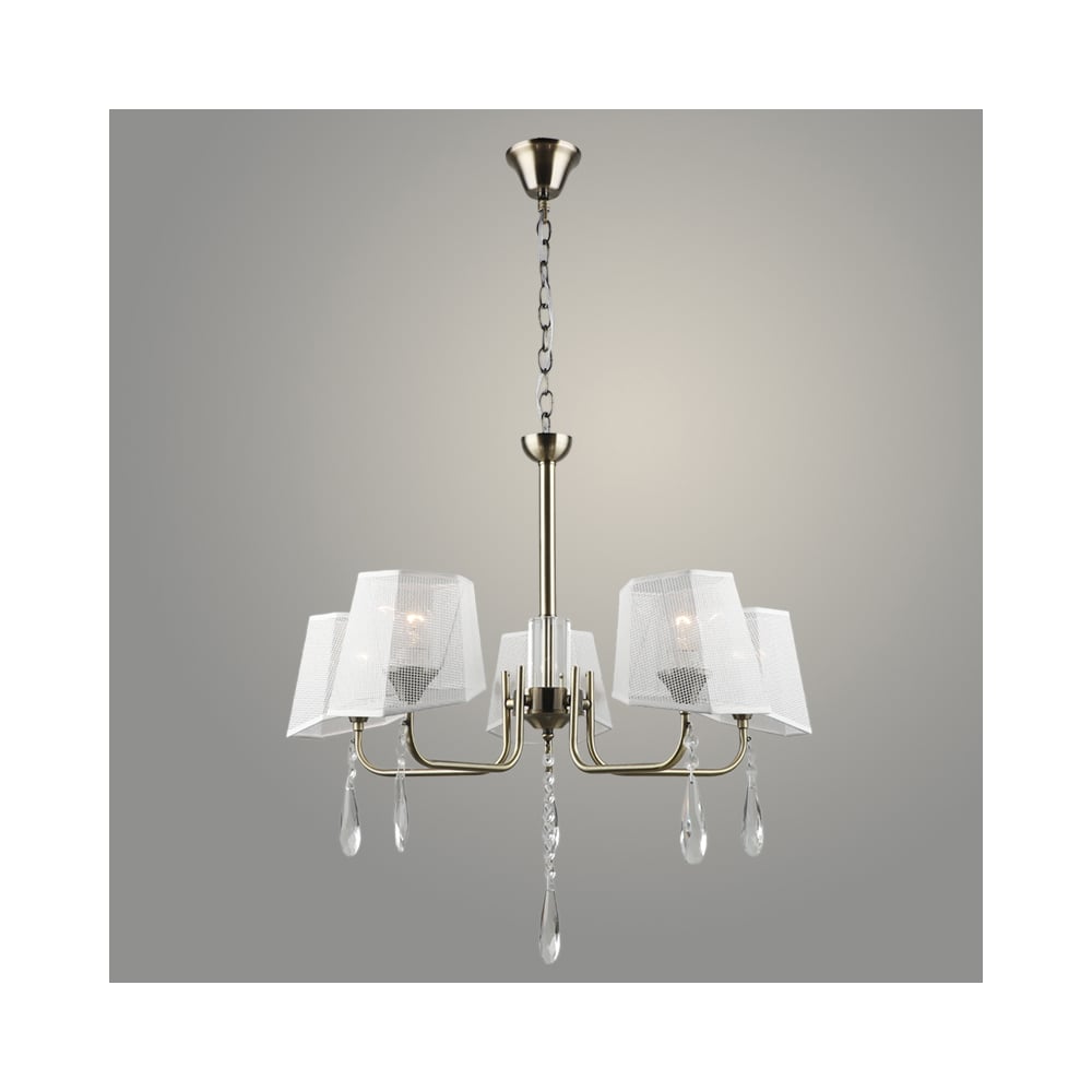 Изображение товара Люстра Росток NH6159/5 AB бронза/белый абажур 5x60W