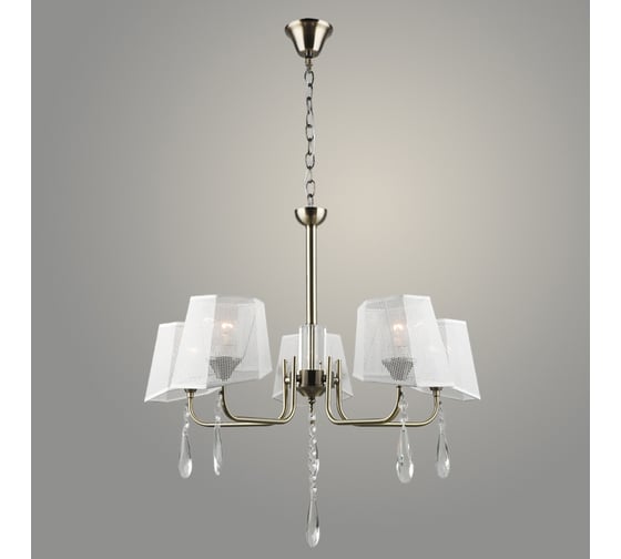 Изображение товара Люстра Росток NH6159/5 AB бронза/белый абажур, 5x60W, E27, d620, h975, QH24 988385488