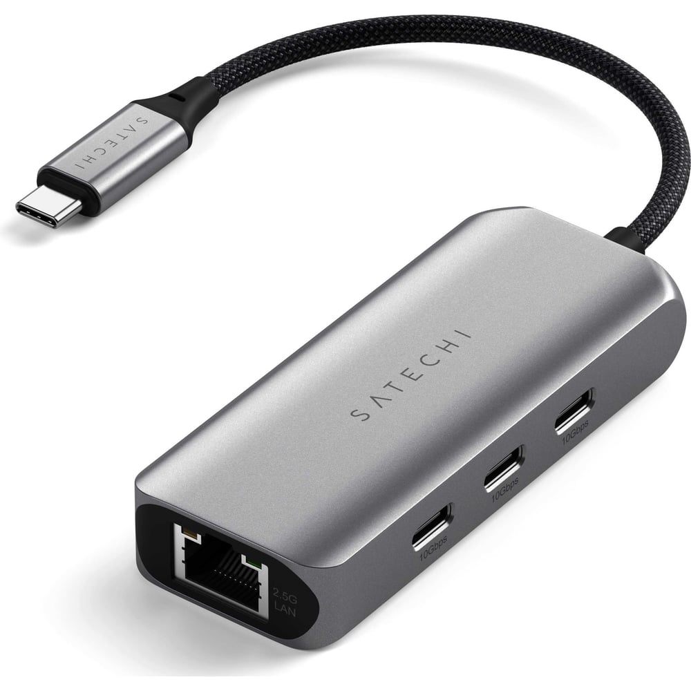 Изображение товара SATECHI USB-C 4-in-1 хаб с Gigabit Ethernet и тремя USB-C портами серый