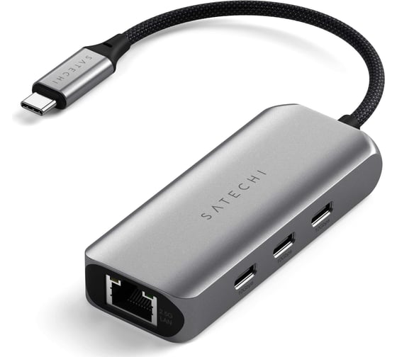 Изображение товара Хаб SATECHI 4-in-1 USB-C Hub With 2.5 Gigabit Ethernet&3хUSB-C, серый космос ST-H3C25EM