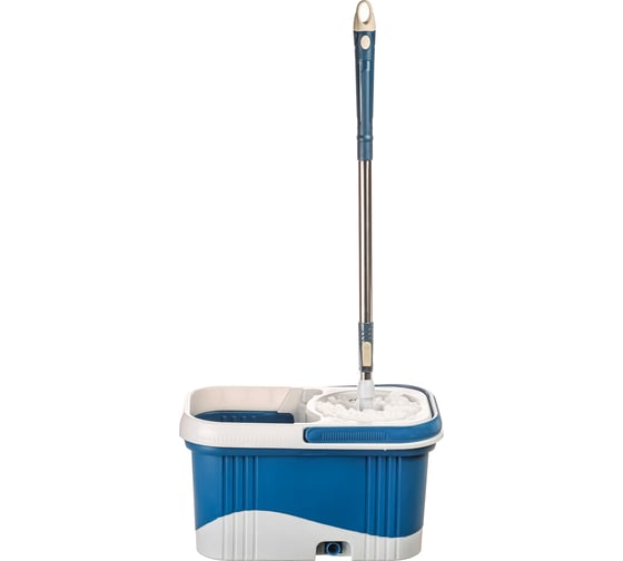 Изображение товара Набор VETTA МОП: ведро 12л, с колес., швабра, доп.насадка, принцип отж. Юла, метал.отжим, пластик 407-047
