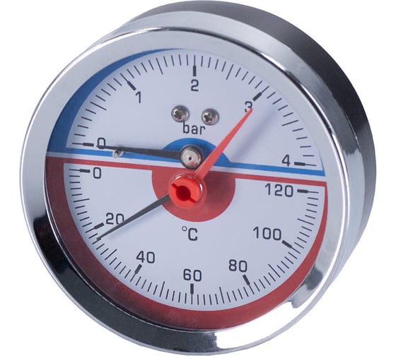 Изображение товара Термоманометр радиального подключения Millennium 1/2", Д80мм, до 16 бар (0-120C), горизонтальный TGML121680