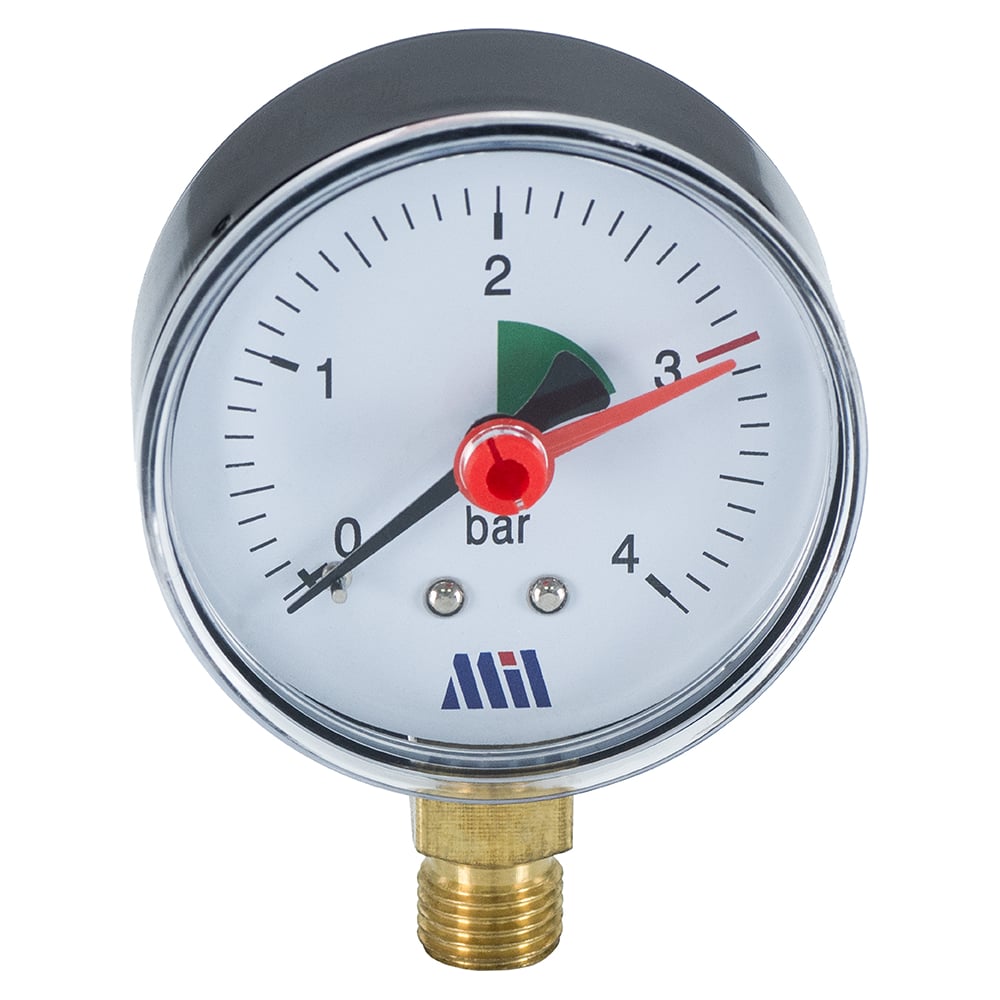 Изображение товара Манометр вертикальный Millennium 1/4 дюйма 63 мм 4 бар MVML140463