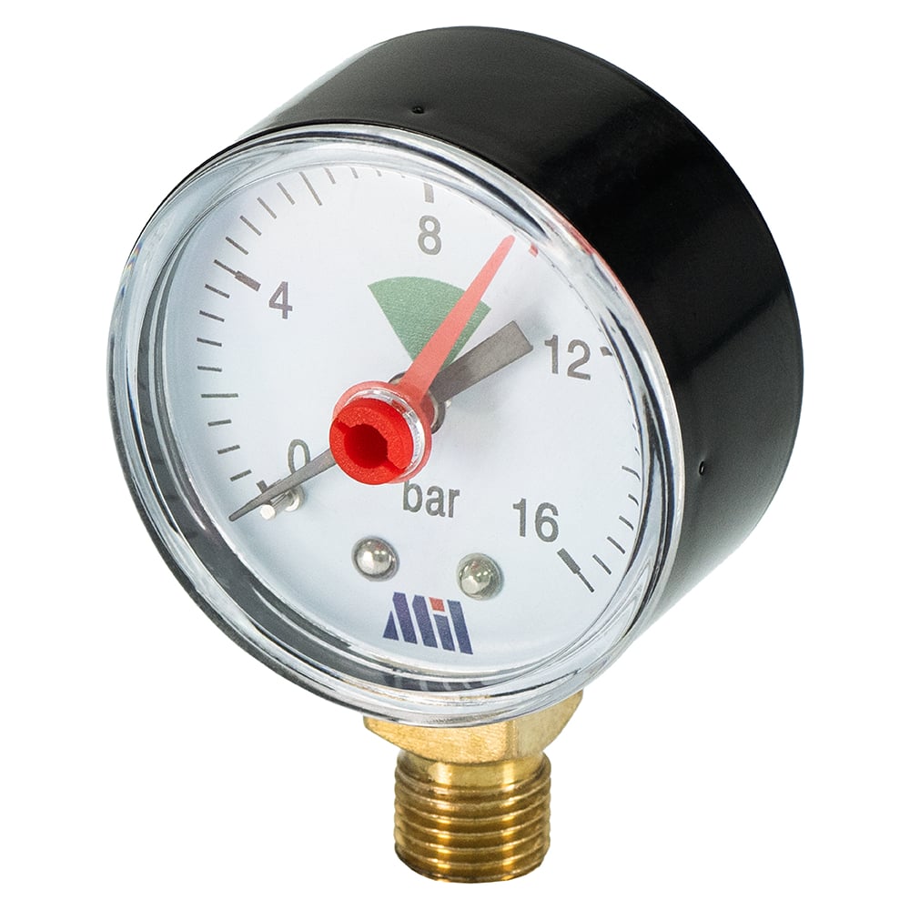 Изображение товара Манометр вертикальный Millennium 1/4 дюйма 0-16 бар IP40 для промышленных систем