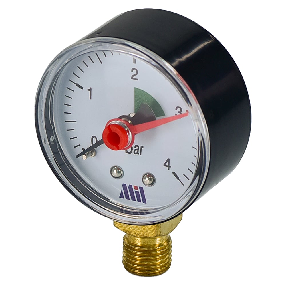 Изображение товара Манометр вертикальный Millennium 50 мм 1/4 дюйма 4 бар