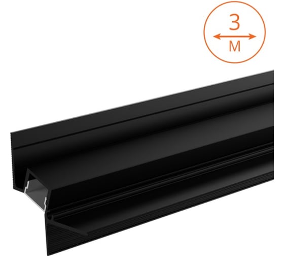 Изображение товара Профиль WOLTA алюминиевый, встраиваемый, теневой, черный, 51x35x3000мм, готовый комплект WAP-I-51/35/3000-В