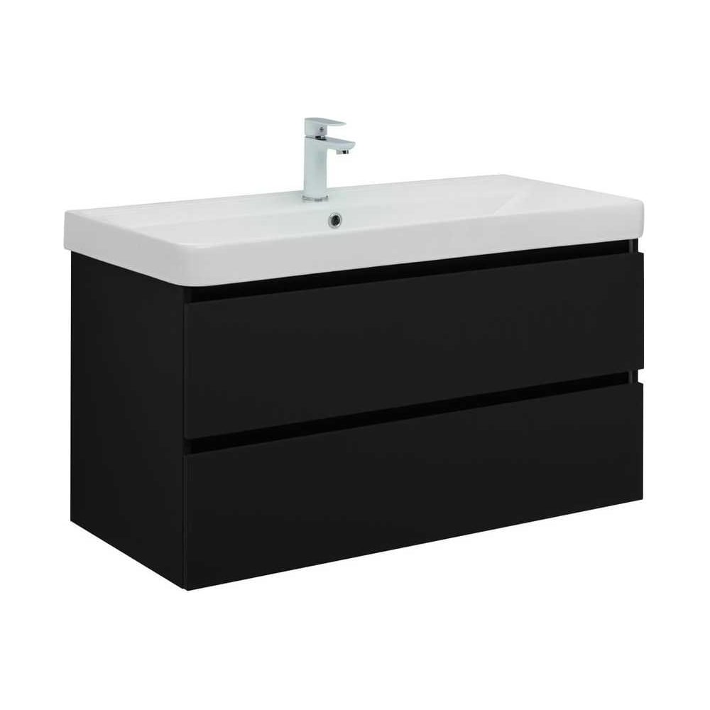 Тумба Aquanet Вега 2.0 100 2 ящика, черный (337951) 00337951