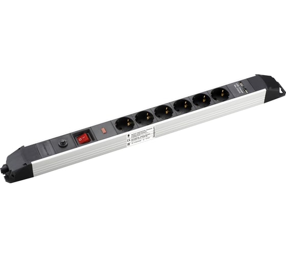 Изображение товара Сетевой фильтр энаргит кабель 3x2,5 - 5 метров, 6 розеток, 2 usb "серия premium" AL-G06MKGDU-325-5