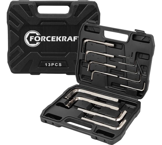 Изображение товара Ключи Forcekraft Г-образные 6-гранные, набор 13 предметов (2, 2.5, 3-8, 10, 12, 14, 17, 19 мм) FK-5137C(64481)