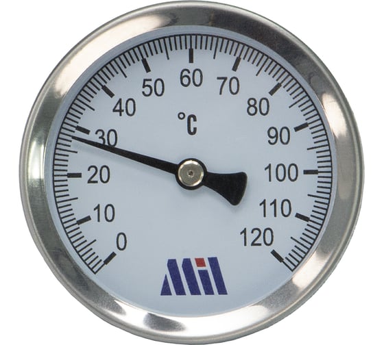 Изображение товара Термоманометр биметаллический радиальный 1/2" Д63 мм L50 мм 0–120 °C горизонтальный Millennium TMML1206350