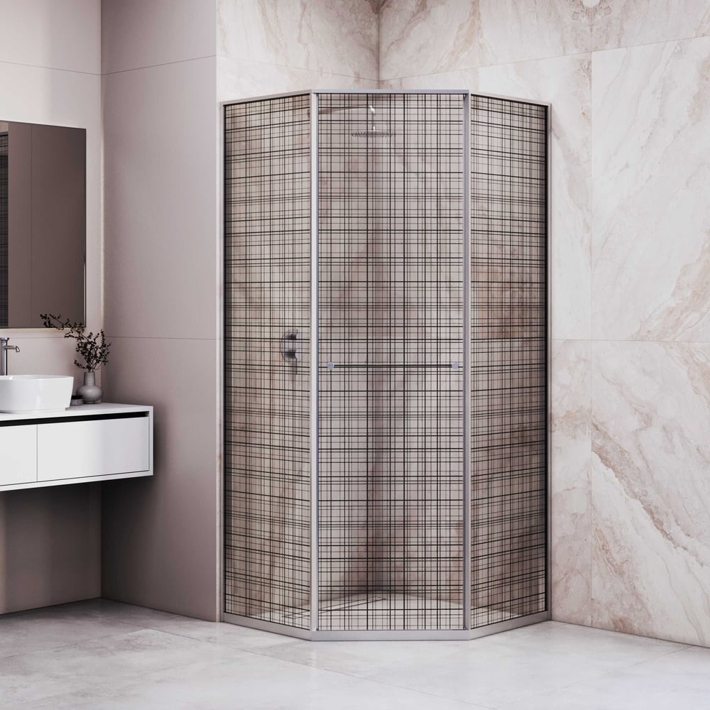 Изображение товара Душевой уголок RGW 100*100*200 SV-82 L трапеция, хром, черная вуаль/8 триплекс 33328200-241L